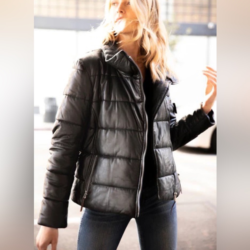 NWT MAURITIUS Women's RENA soft lamb leather puffer jacket Small